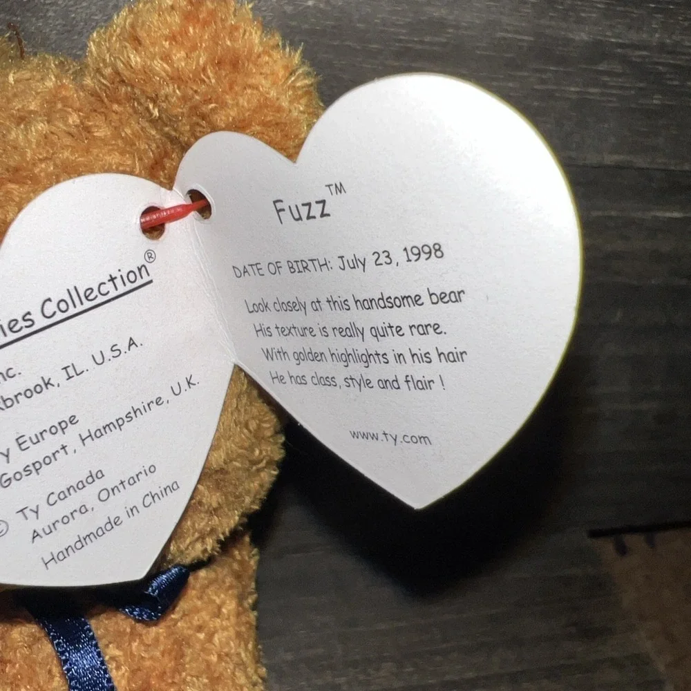 Ty Beanie Baby Fuzz the Bear 1999 Brown Frizzy Plush Excellent Condition 4237